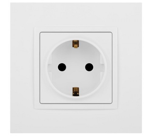 Розетка Elegance 14-2102-01М с заземлением со шторками, 16А-250В, белый матовый  Б0065804  ЭРА