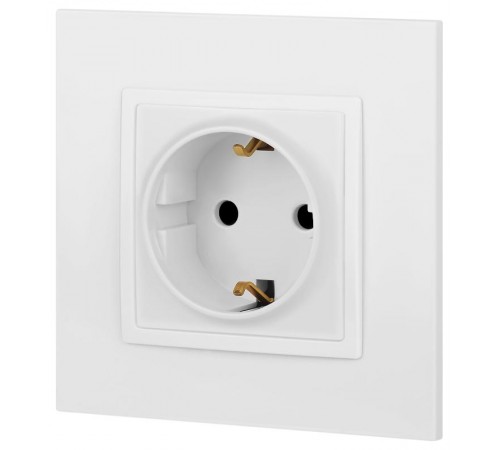 Розетка Elegance 14-2102-01М с заземлением со шторками, 16А-250В, белый матовый  Б0065804  ЭРА