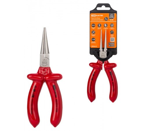 Круглогубцы диэлектрические, 160 мм, 1000 В, CR-V, "ПрофиЭлектрик"  SQ1010-1105  TDM