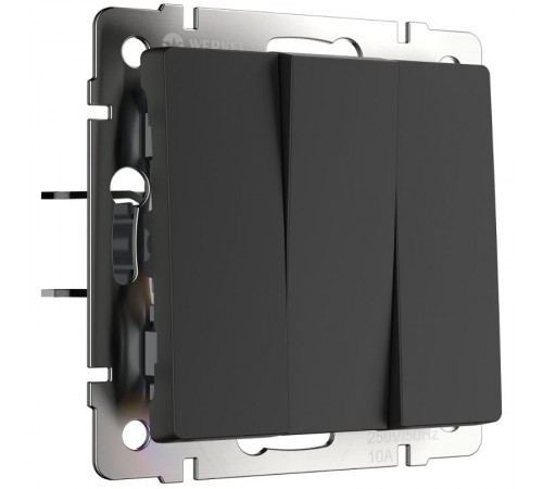 W1130008/ Электроустановочные изделия - Выключатель трехклавишный (черный матовый)  a051596  Werkel