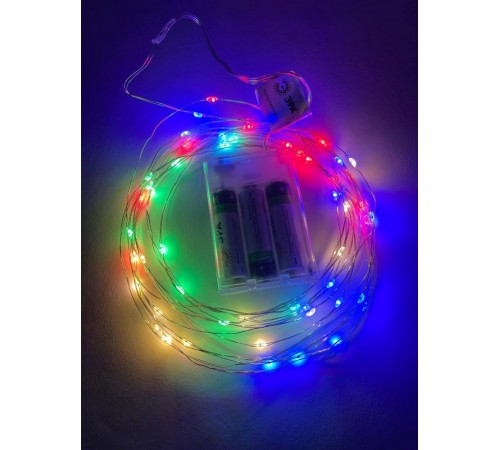 Гирлянда светодиодная  Нить 5 м мультиколор, на эл.пит.АА  ENIN -5NM   IP20 (100/2500)  Б0047959  ЭРА