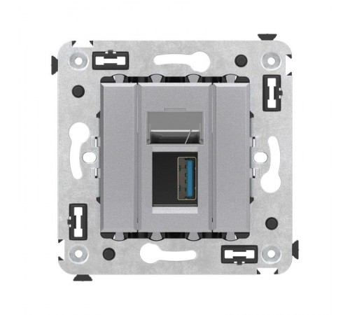 USB 3.0 розетка одинарная в стену, тип А-А, "Avanti", "Закаленная сталь"  4404303  DKC