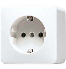 SCHUKO®-розетка 16 A / 250 B, накладной монтаж, пружинные зажимы; дюропласт; белый; AP600  620AWW  Jung