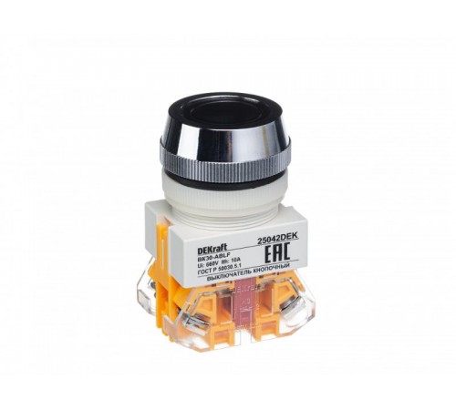 Выкл. кноп. ABLF 30 мм Цвет:ЧЕРНЫЙ 220В ВK-30   25042DEK  DEKraft