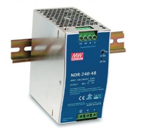 Источник питания на DIN-рейку 24 В,10 А,240 Вт, MEANWELL, I класс защиты, 63х125х113 мм  NDR-240-24  VARTON