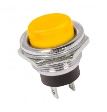 Выключатель-кнопка металл 250V 2А (2с) (ON)-OFF 16.2 желтая  36-3354  REXANT