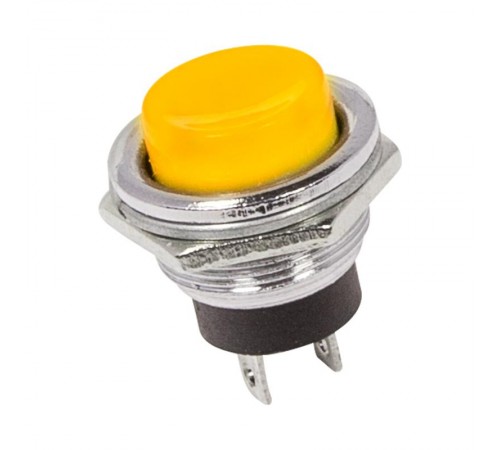 Выключатель-кнопка металл 250V 2А (2с) (ON)-OFF 16.2 желтая  36-3354  REXANT