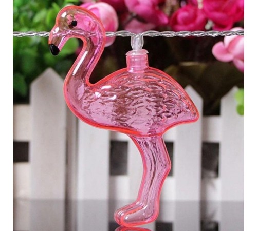 Светильник садовая гирлянда 10 подсвечиваемых светодиодами Фламинго ERADG012-07 длина 3,8 м, IP44 питание от солнечной батареи  Б0038508  ЭРА