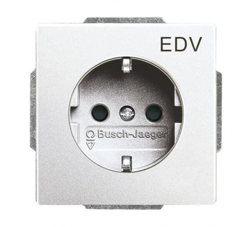 20 EUCKS/DV-83 Розетка SCHUKO 16А 250В с маркировкой EDV, серия solo/future, цвет серебристо-алюминиевый  2CKA002013A5273  ABB