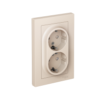 AtlasDesign Бежевый Розетка 2-ая с заземлением, со шторками, 16А, (в сборе с рамкой)  ATN000226  SE