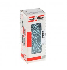 Саморезы универсальные 30х4,0 мм (200 шт) оцинкованные - коробка с окном ( 0,324 кг)  102180  Tech-KREP