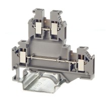 Клемма двухуровневая, винтовой зажим, 4 точки подключения, 4 кв.мм, серая  KRUKB-5  DKC