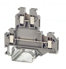 Клемма двухуровневая, винтовой зажим, 4 точки подключения, 4 кв.мм, серая  KRUKB-5  DKC