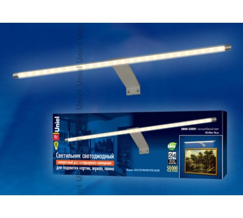 Светильник светодиодный поворотный L=52,5см. ULM-F32-9W/WW IP20 SILVER 3000К корпус алюминий, цвет серебро  08005  Uniel