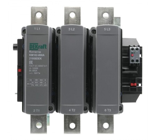 Контактор 800А 220В_АС АС3_ АС4 1НО+1НЗ КМ-102  21958DEK  DEKraft