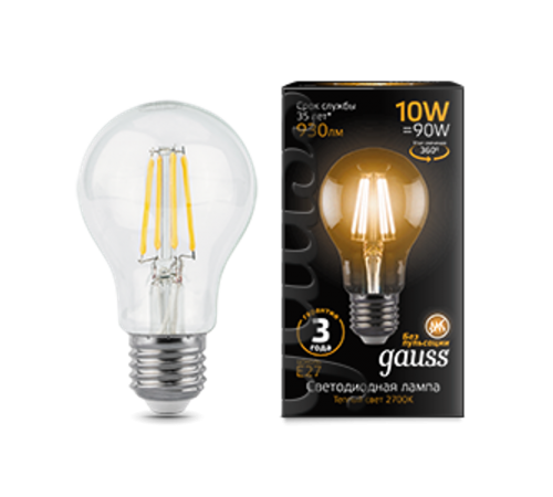 Лампа светодиодная LED 10Вт E27 220В 2700К A60  102802110  Gauss