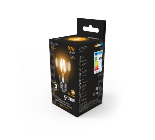 Лампа светодиодная LED 10Вт E27 220В 2700К A60  102802110  Gauss