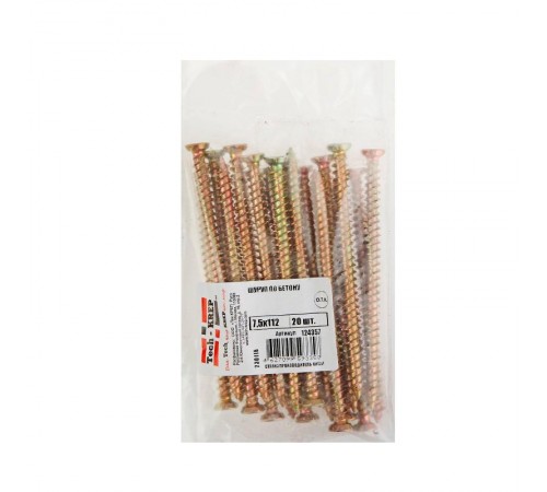Шуруп по бетону 7,5x112 (20 шт) - пакет ( 0,406 кг)  124357  Tech-KREP