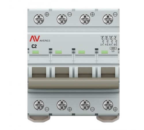 Выключатель автоматический AV-10 DC 4P 2A (C) 10kA  AVERES mcb10-DC-4-02C-av EKF