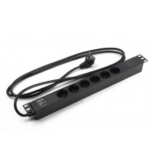 Блок розеток SHE19-6SH-2.5EUд. 19" шк., горизонт., 6 розеток Schuko(16A), 250В, 482.6x44.4x44.4мм(ДхШхВ)  397026  Hyperline