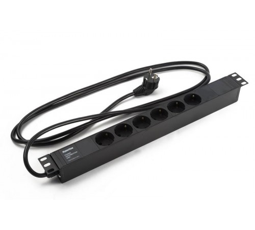 Блок розеток SHE19-6SH-2.5EUд. 19" шк., горизонт., 6 розеток Schuko(16A), 250В, 482.6x44.4x44.4мм(ДхШхВ)  397026  Hyperline