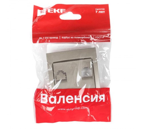 Валенсия лицевая панель розетки Phone 1-местная кашемир EKF PROxima   EST01-L-034-40   EKF