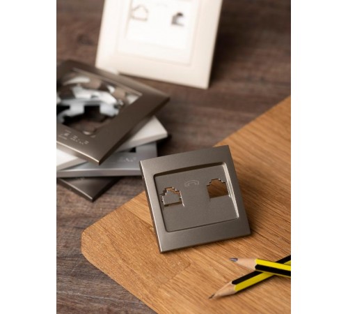 Валенсия лицевая панель розетки Phone 1-местная кашемир EKF PROxima   EST01-L-034-40   EKF