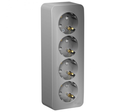 Blanca Алюминий О/У с изолирующей пластиной Розетка 4-ая с заземлением со шторками 16А, 250В  BLNRA011413  SE