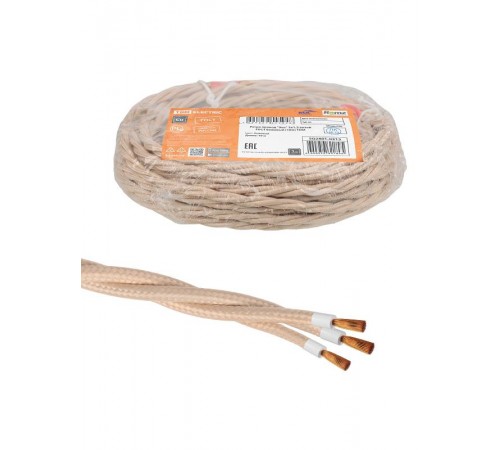 Ретро провод "Эко" 3х1,5 витой ГОСТ бежевый (10м)  SQ2801-0313  TDM