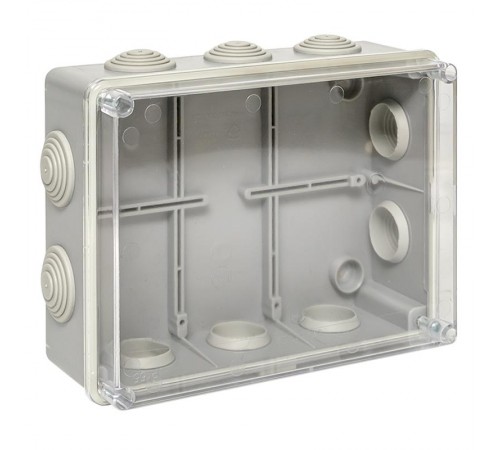 Коробка распределительная КМР-050-042пк пылевлагозащищенная, 10 мембранных вводов, уплотнительный шнур, прозрачная крышка (190х140х70) EKF PROxima  p