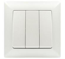 Выключатель Intro Solo 4-106-06 трехклавишный 10А-250В, IP20, СУ, перламутр  Б0053606  Intro