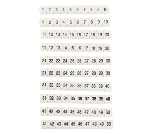 Маркеры для JXB-ST 2,5 NLPE с нумерацией 1-50 (100 шт.)  zb-st-2.5-nlpe-1-50  EKF