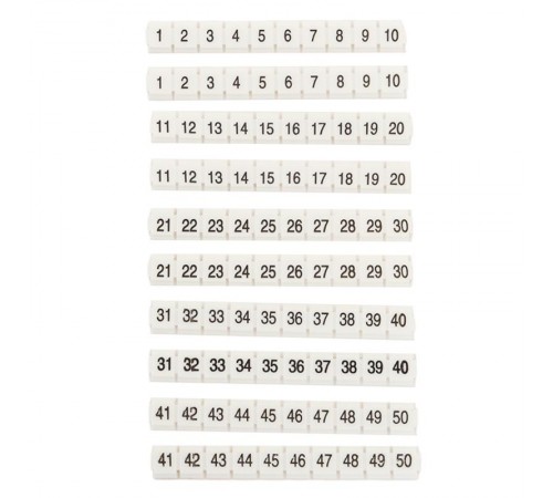 Маркеры для JXB-ST 2,5 NLPE с нумерацией 1-50 (100 шт.)  zb-st-2.5-nlpe-1-50  EKF