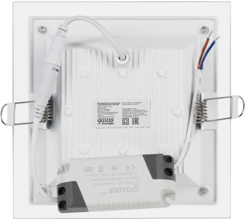 Светильник светодиодный встраиваемый квадратный с декоративным стеклом 12W 4000K 1/40  948111212  Gauss