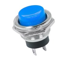 Выключатель-кнопка металл 250V 2А (2с) (ON)-OFF 16.2 синяя  36-3352  REXANT