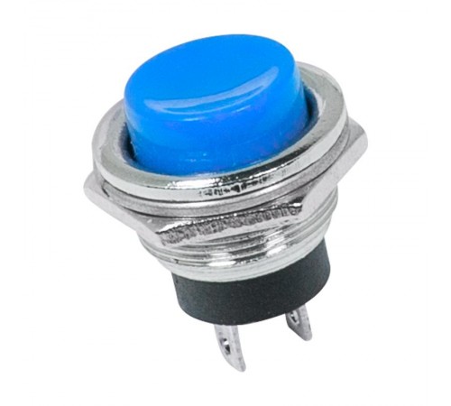 Выключатель-кнопка металл 250V 2А (2с) (ON)-OFF 16.2 синяя  36-3352  REXANT
