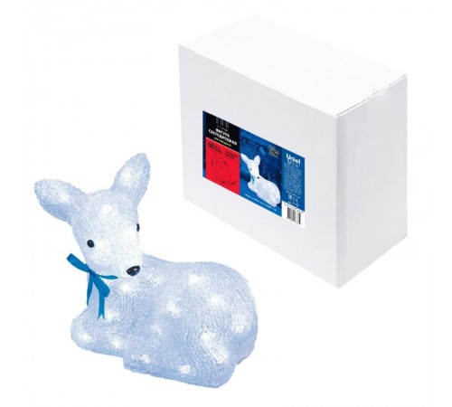 Фигура светодиодная  "Лежащий оленёнок-1" ULD-M2926-040/STA WHITE IP20 LYING FAWN-1   40 диодов, размер 29*16*26 см, белый, IP20.  11031  Uniel
