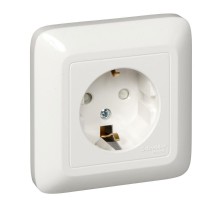 ПРИМА О/У Белый Розетка 1-ая с/з с защитными шторками 16А, с изолир. пластиной (в сборе)(опт.упак.)  RA16-003-1I-B  Schneider Electric