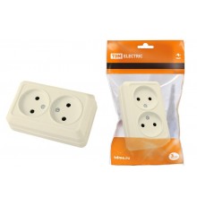 Розетка двойная 2П открытой установки IP20 10А 250В (керамика) сл. кость "Ладога"  SQ1801-0212  TDM