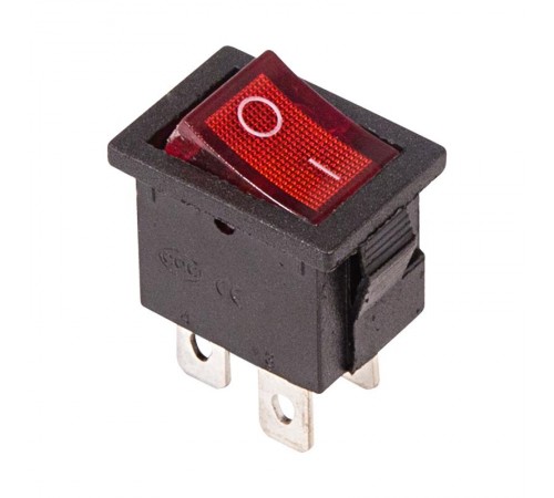 Выключатель клавишный 250V 6А (4с) ON-OFF красный с подсветкой Mini  36-2190  REXANT