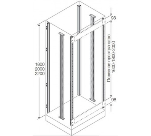Стойки каркаса(4 шт)+промежуточные(2шт) для установки ячеек H=2200мм  EM2202  ABB