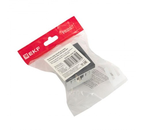 Розетка 45х45 с зазем., с защ. шторками, 90 градусов, черная, матовая E2MR16-028-30EKF