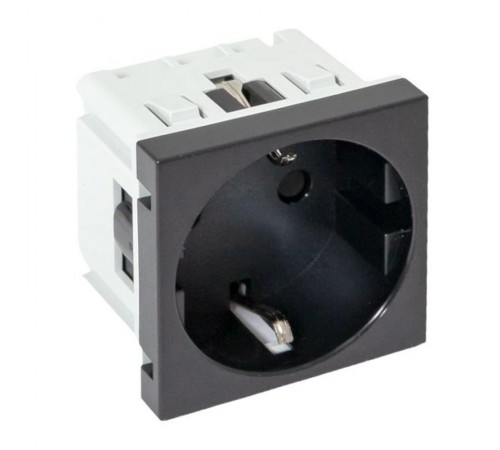 Розетка 45х45 с зазем., с защ. шторками, 90 градусов, черная, матовая E2MR16-028-30EKF
