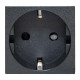 Розетка 45х45 с зазем., с защ. шторками, 90 градусов, черная, матовая E2MR16-028-30EKF