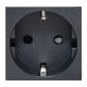 Розетка 45х45 с зазем., с защ. шторками, 90 градусов, черная, матовая E2MR16-028-30EKF