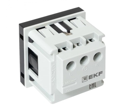 Розетка 45х45 с зазем., с защ. шторками, 90 градусов, черная, матовая E2MR16-028-30EKF