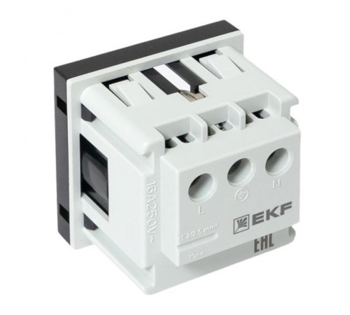 Розетка 45х45 с зазем., с защ. шторками, 90 градусов, черная, матовая E2MR16-028-30EKF