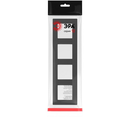 Рамка для розеток и выключателей  Серия 12 12-5204-05 на 4 поста, Классик, антрацит  Б0067698  ЭРА