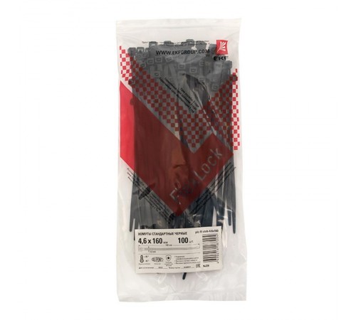 Хомут P6.6 стандартный (ч), 4.6x160 (100шт) FlexLock PROxima  plc-fl-ctsb-4.6x160  EKF