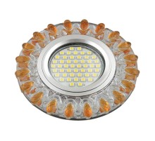 Светильник декор.встр Luciole DLS-L148 GU5.3 GLASSY/GOLD GU5.3 доп.LED подсветка 3Вт, стекл,зерк./прозр.+светло-желтый.  UL-00003900  Fametto